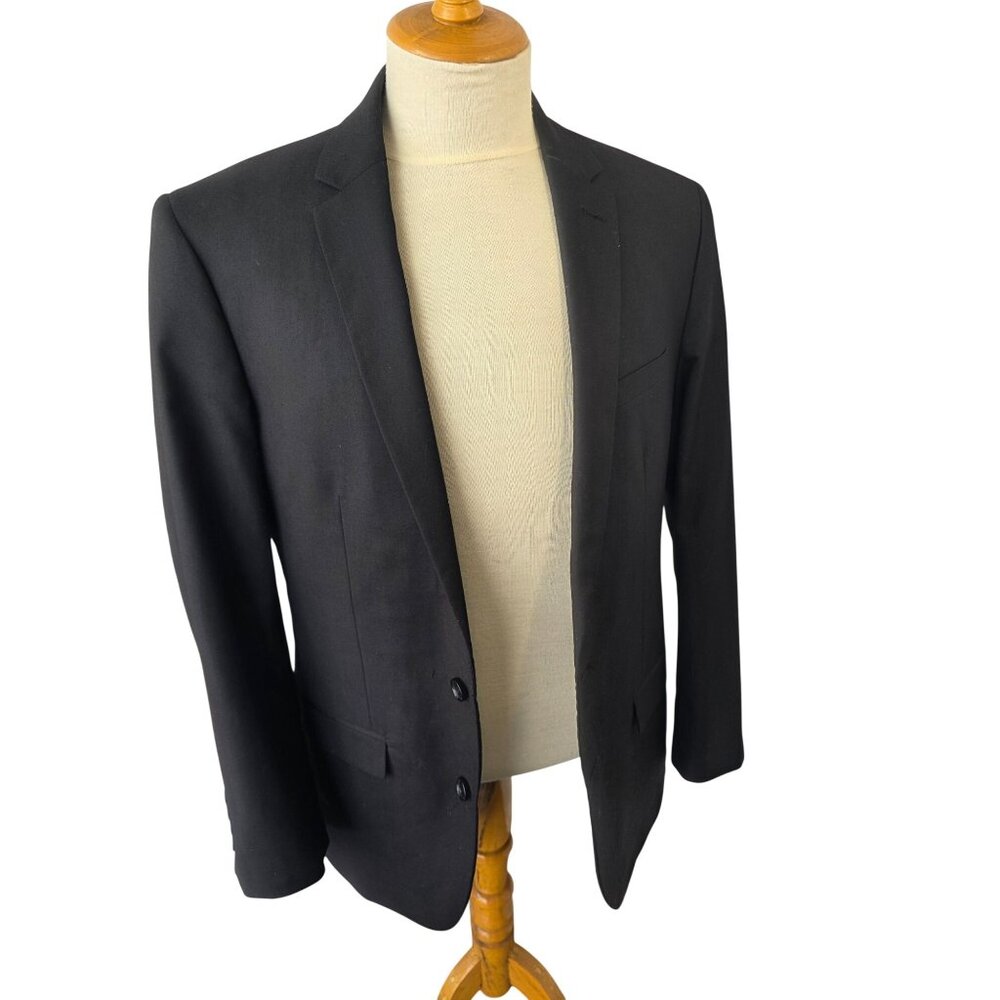 Marco Ferno Italy Mens Blazer 40R Black Wool Sport Coat 2 Button Single Vent